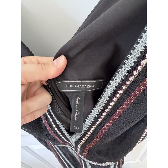 BCBG Veira Floral Lace Gown Formal Wedding Guest V Neck Maxi Size 6 - Picture 5 of 7